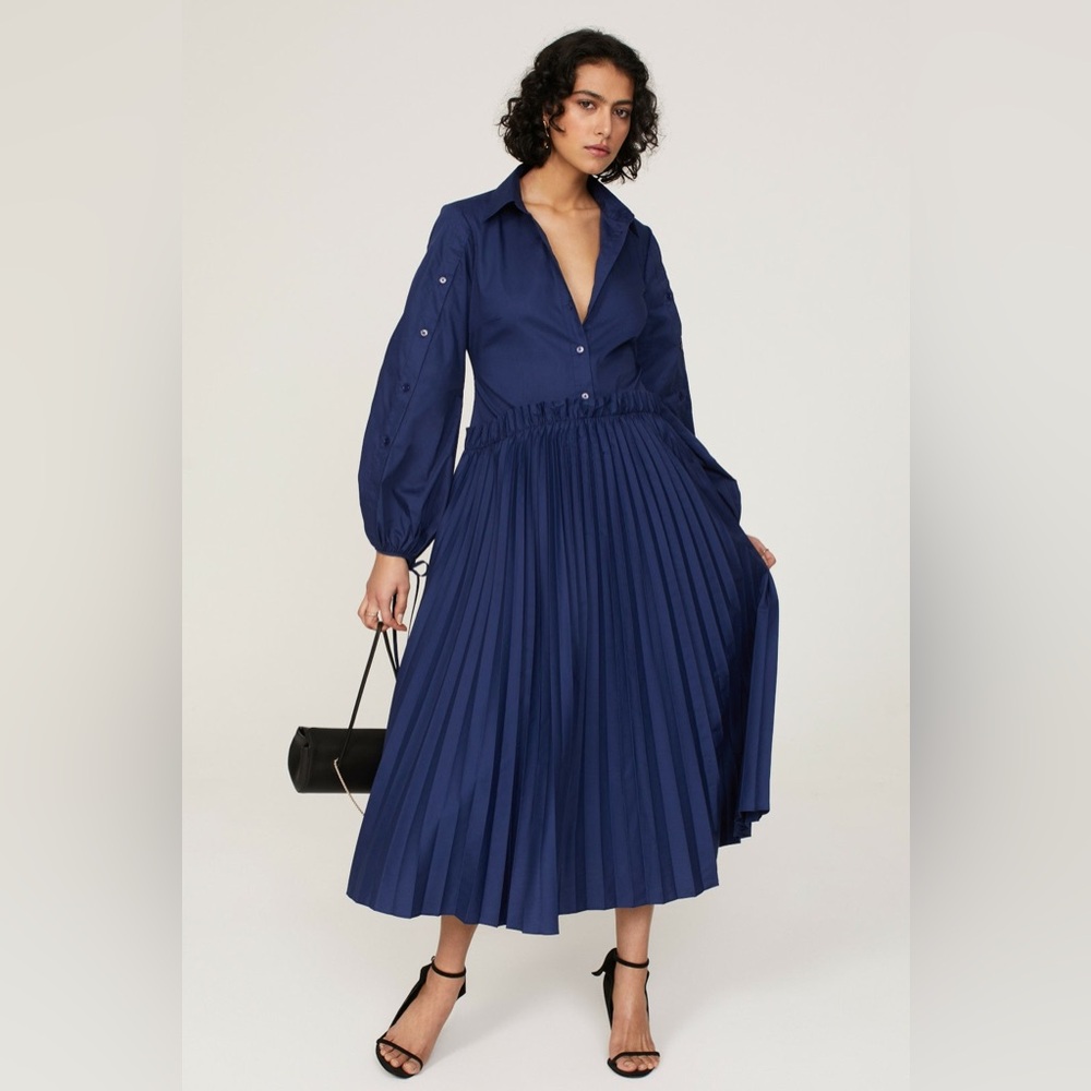 Chic Long Sleeve Navy Dress